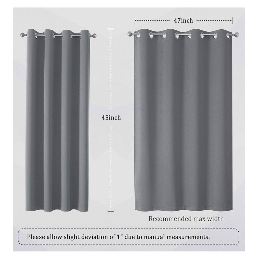 Grey Blackout Curtains for Bedroom
2 Panels, 52x45 inch Length - Picture 2 of 4